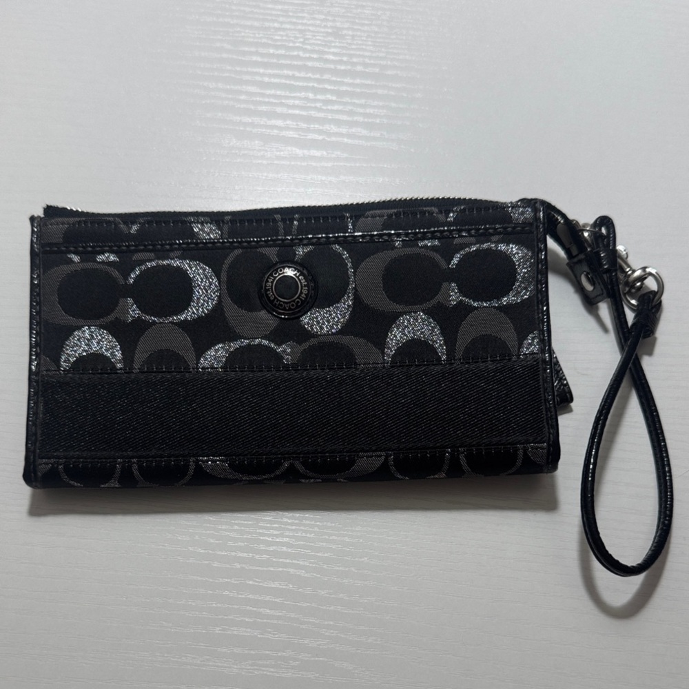 Coach Black and Gray Signature Wristlet